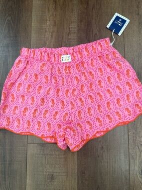 Roller Rabbit Pink Shorts with Orange Seahorse Print